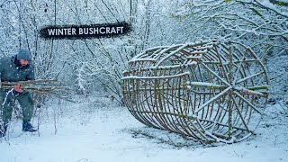 Building a Hanging Shelter on a Tree for the Winter cozy fireplace amp moss roof [upl. by Ynohtnanhoj]