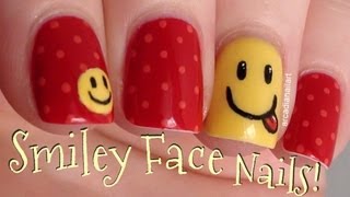 Smiley Face Nail Art  ArcadiaNailArt [upl. by Harp]