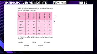 Veri ve İstatistik Test 2 Soru 2 [upl. by Norbie775]