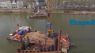 ANGERS PVE 25M with Air pile hammer 5200C on tubes and sheetpiles [upl. by Margy]