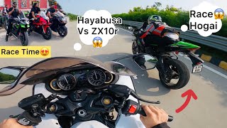 Zx10r Vs Hayabusa😳Sunday Ride Training Back workout❤️ [upl. by Rosella203]