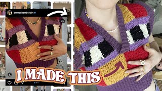 i made emma chamberlain’s sweater as a beginner crochet with me [upl. by Nancie338]