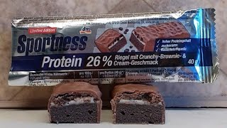 TasteTestDM Sportness Protein Bar 🍫 Crunchy Brownie Cream 🍫 [upl. by Jabon532]