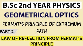 Fermats Principle  Laws of Reflection from Fermats Principle  Geometrical Optics  BSc Physics [upl. by Hoenack]