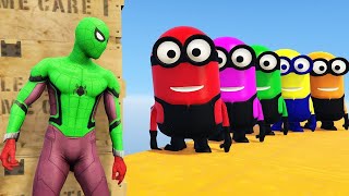 ✅GTA5 Epic Ragdoll RED SPIDERMAN VS RED MINION VS GREEN MINION Funny Fails Jump shorts gta5 [upl. by Kimberli]