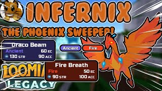 INFERNIX The PHOENIX Sweeper With Draco Beam  Loomian Legacy PVP Showcase [upl. by Kcor257]