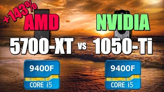 5700XT vs 1050Ti  9400F CSGO Fortnite PUBG GTAV Overwatch [upl. by Yssirk87]