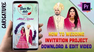 Download  Wedding invitation Caricature  Save The Date  Project  Template For Premiere Pro [upl. by Fronia]