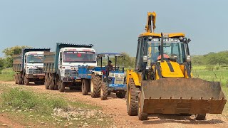 JCB 3dx Eco Loading Mud in TATA Dump Truck  Tata 2518 Truck  Swaraj 744 4wd Tractor [upl. by Oeram]