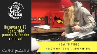 How to remove 2020 Husqvarna TE 150i 250i amp 300i side panels seat and rear fender [upl. by Luanne]