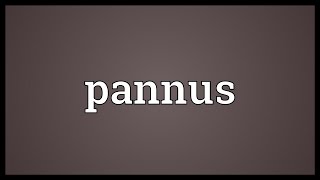 Pannus Meaning [upl. by Godderd]