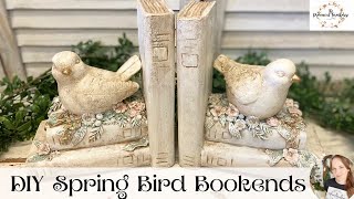 DIY Spring Bird Bookends using IOD Moulds  Shabby Chic Thrift Flip  French Country Decor  Upcycle [upl. by Annat]