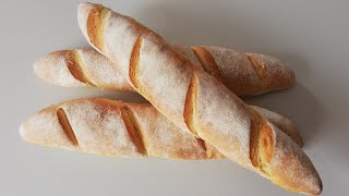 RECETTE RAPIDE DE LA BAGUETTE française moelleuse et facile à réaliser  how to make baguettes home [upl. by Anomahs267]