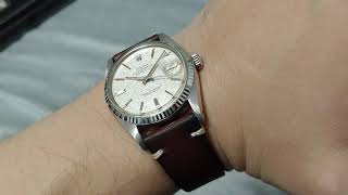 舊裝勞力士 Vintage Rolex Datejust 16014 布紋面 linen dial 1970s 膠面一掂火酒即死 [upl. by Ahsoek810]