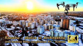 Rzeszów z lotu ptaka  okolica ul Architektow o zachodzie i budowa przy Langiewicza 37 dron 4K [upl. by Allecsirp845]