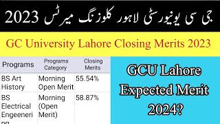 GC University Lahore Closing Merits 2023  GCU Lahore Expected Merit 2024 [upl. by Trey]