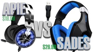 APIE GAMING HEADSET VS SADES GAMING HEADSET  FULL Review [upl. by Aicrop]