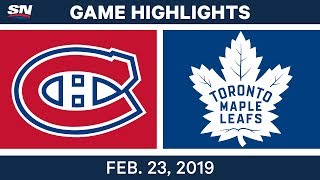 NHL Highlights  Canadiens vs Maple Leafs  Feb 23 2019 [upl. by Airdnaxila]