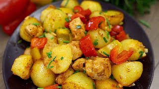 Ein einfaches Rezept für köstliche Bratkartoffeln mit Hühnchen und Paprika [upl. by Anesor]