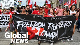 Antigovernment protesters descend on Ottawa for Canada Day [upl. by Eeimaj295]