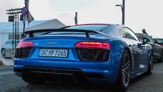 NEW Audi R8 V10 Revs  acceleration  Zoute GP Knokke 2015 [upl. by Oirobil214]