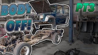 Daihatsu Fourtrak Restoration Pt3  Taking The Body Off Blasting The Chassis Repairs amp Fabrication [upl. by Betta]