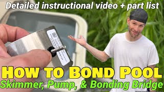 How to Install a skimmer bonding plate How to bond above ground pool equipment skimmer pump motor [upl. by Rotceh]