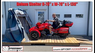 Speedway Shelters  Abri moto  Spyder  voiturette de golf  Les accessoires Spyder 4505869608 [upl. by Hertberg356]