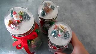 Snowglobe Christmas Mason Jar Craft [upl. by Doerrer21]