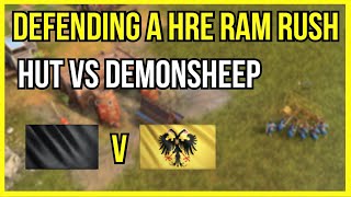 AOE4  How To Beat The HRE MAA Ram Rush with Abbasid  Hut vs DemonSheep [upl. by Sile153]