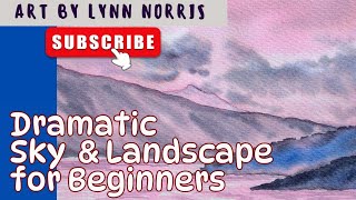 Beginners Guide 3Colour Watercolour Sky Landscape Tutorial [upl. by Kaylil261]