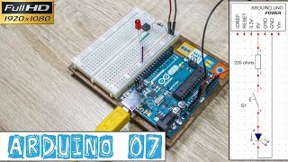 Arduino07Utilisation et intégration du BOUTON POUSSOIR dans le câblage de la Breadboard [upl. by Notnroht134]