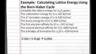 CHEMISTRY 101 Calculating Lattice Energy Using the Born Haber cycle [upl. by Ellissa]