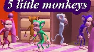 Five little monkeys Jumping on the bed  Nursery rhyme for children With Lyrics [upl. by Arhsub]