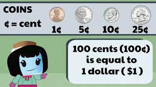 Understanding Money Dollar Bills Quarters Dimes Nickels and Pennies  2nd Grade Math 2MD8 [upl. by Eillek]