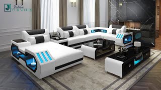 Omont Modern Leather Sectional with Console  Futuristic Furniture  Jubilee Furniture [upl. by Anav]