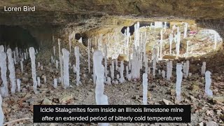 Reverse icicles form in Illinois limestone mine [upl. by Eanerb637]