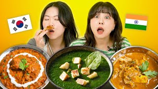 Koreans Try Indian Food For The First Time Chicken Makhni Palak Paneer Mutton Curry  KATCHUP [upl. by Rainger85]