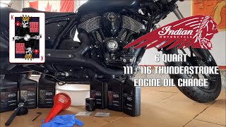 How To Change The Oil on Indian Motorcycles 111  116 Thunder Stroke engines 6 Quart [upl. by Nylaroc]