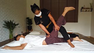 Most Incredible THAI WARRIOR MASSAGE Therapy in Bangkok Thailand MUST TRY [upl. by Wichern386]