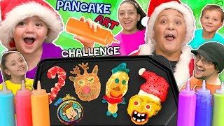 CHRISTMAS PANCAKE ART Challenge FUNnel Vis Teams make 6 Pancakes in under 2 Minutes Who Wi [upl. by Legin]