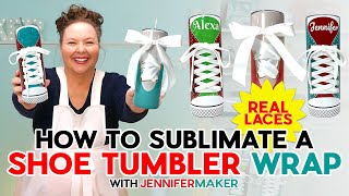 How To Put Real Laces On a Shoe Sublimation Tumbler Sneakers amp Ballet [upl. by Beetner678]