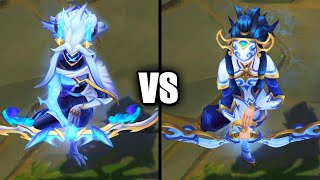 DRX Kindred vs Porcelain Kindred Skins Comparison League of Legends [upl. by Vrablik]