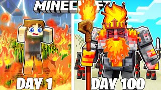 I Survived 100 Days as a FIRE KING in HARDCORE Minecraft [upl. by Yznyl]