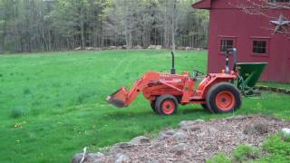 Spreading fertilizer on two small hay fields [upl. by Aneahs]