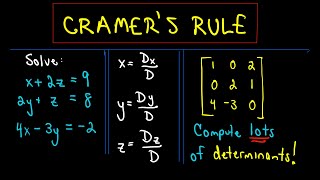 Cramers Rule to Solve a System of 3 Linear Equations  Example 1 [upl. by Erastatus489]