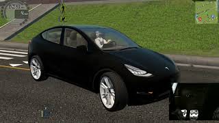 City Car Driving  Tesla Model Y Long Range Steering wheel Gameplay Pedal cam [upl. by Mazur]