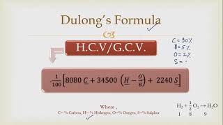 Fuel and Dulongs formula for calorific value [upl. by Ecnav]