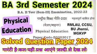 BA 3rd Semester Physical Education Solved Question Paper 2024  Important Questions  RMLAU  CCSU [upl. by Ainola]