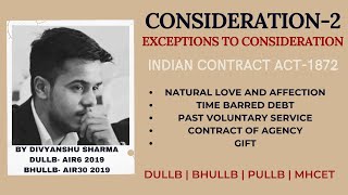 Exceptions to Consideration  Consideration Part2  DULLB  BHULLB  PULLB  MHCET [upl. by Cahan]